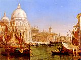 Santa Paintings - A View Along The Grand Canal With Santa Maria Della Salute by Henry Courtney Selous